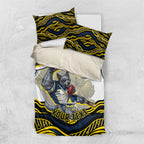 Personalized Melbourne Storm Bedding Set Aboriginal Dot Art - Dreamtime Rugby Mascot