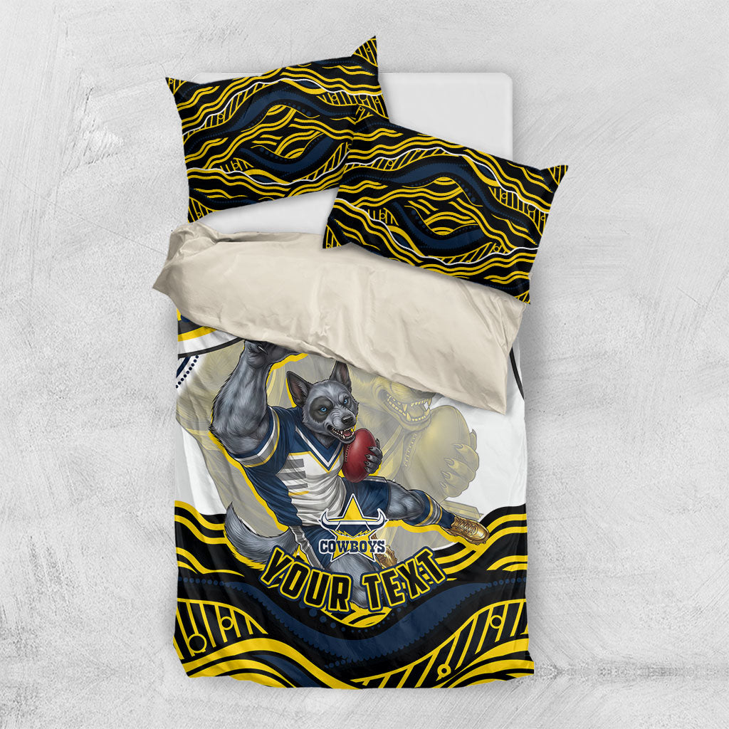 Personalized Melbourne Storm Bedding Set Aboriginal Dot Art - Dreamtime Rugby Mascot