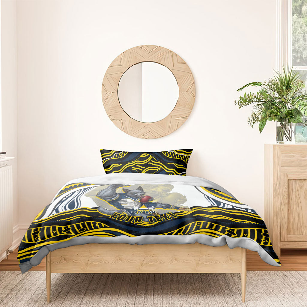 Personalized Melbourne Storm Bedding Set Aboriginal Dot Art - Dreamtime Rugby Mascot