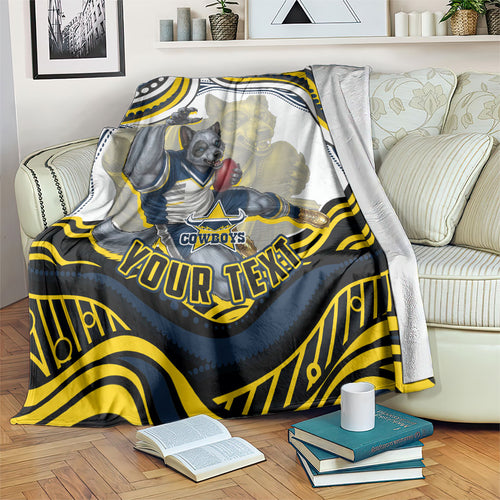 Personalized Melbourne Storm Blanket Aboriginal Dot Art - Dreamtime Rugby Mascot