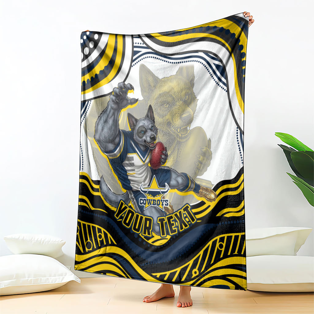 Personalized Melbourne Storm Blanket Aboriginal Dot Art - Dreamtime Rugby Mascot