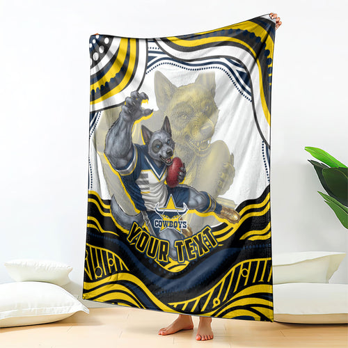 Personalized Melbourne Storm Blanket Aboriginal Dot Art - Dreamtime Rugby Mascot