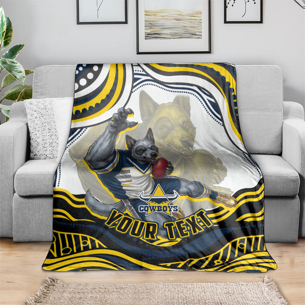 Personalized Melbourne Storm Blanket Aboriginal Dot Art - Dreamtime Rugby Mascot