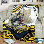 Personalized Melbourne Storm Blanket Aboriginal Dot Art - Dreamtime Rugby Mascot