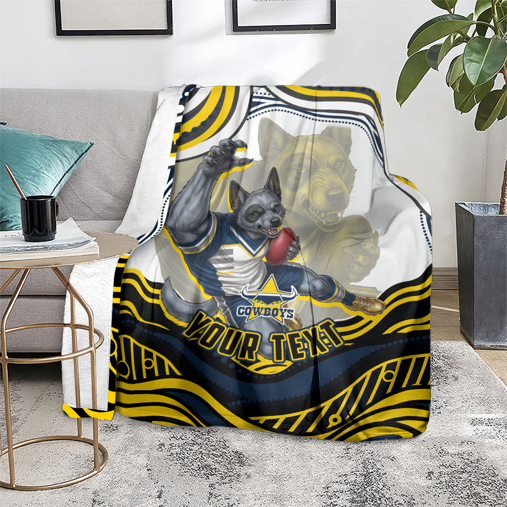 Personalized Melbourne Storm Blanket Aboriginal Dot Art - Dreamtime Rugby Mascot