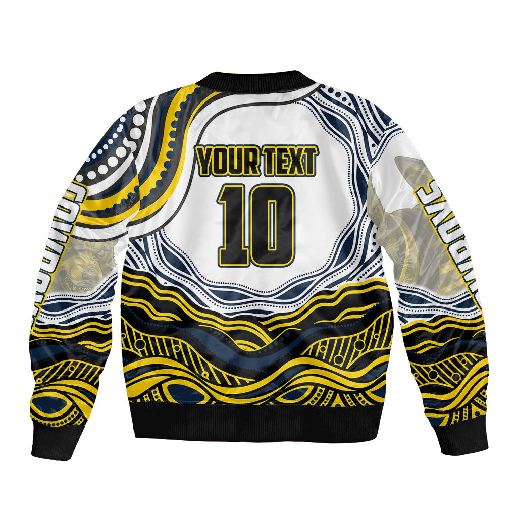 Personalized Melbourne Storm Bomber Jacket Aboriginal Dot Art - Dreamtime Rugby Mascot