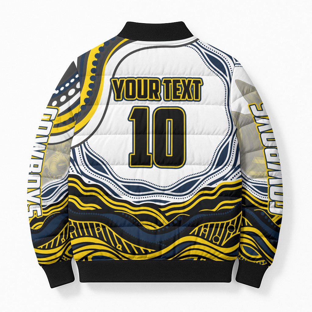 Personalized Melbourne Storm Bomber Puffer Jacket Aboriginal Dot Art - Dreamtime Rugby Mascot