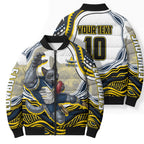 Personalized Melbourne Storm Bomber Puffer Jacket Aboriginal Dot Art - Dreamtime Rugby Mascot