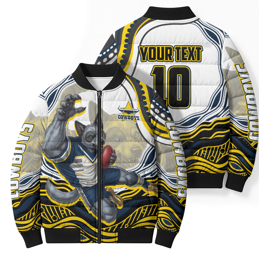 Personalized Melbourne Storm Bomber Puffer Jacket Aboriginal Dot Art - Dreamtime Rugby Mascot