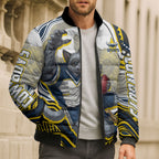 Personalized Melbourne Storm Bomber Puffer Jacket Aboriginal Dot Art - Dreamtime Rugby Mascot