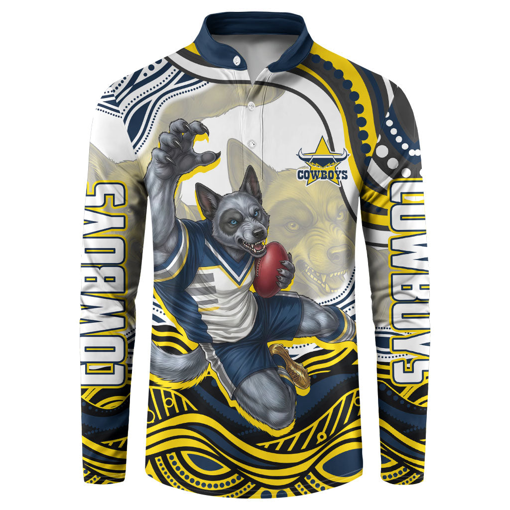 Personalized Melbourne Storm Button Sweatshirt Aboriginal Dot Art - Dreamtime Rugby Mascot