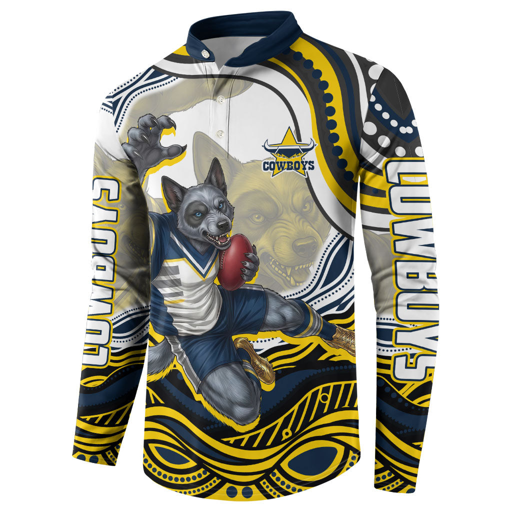 Personalized Melbourne Storm Button Sweatshirt Aboriginal Dot Art - Dreamtime Rugby Mascot