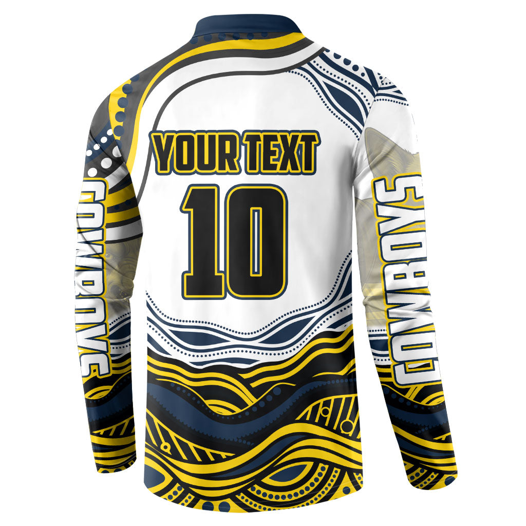 Personalized Melbourne Storm Button Sweatshirt Aboriginal Dot Art - Dreamtime Rugby Mascot