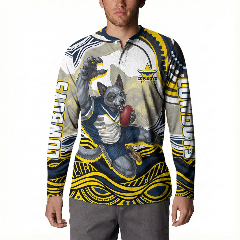 Personalized Melbourne Storm Button Sweatshirt Aboriginal Dot Art - Dreamtime Rugby Mascot