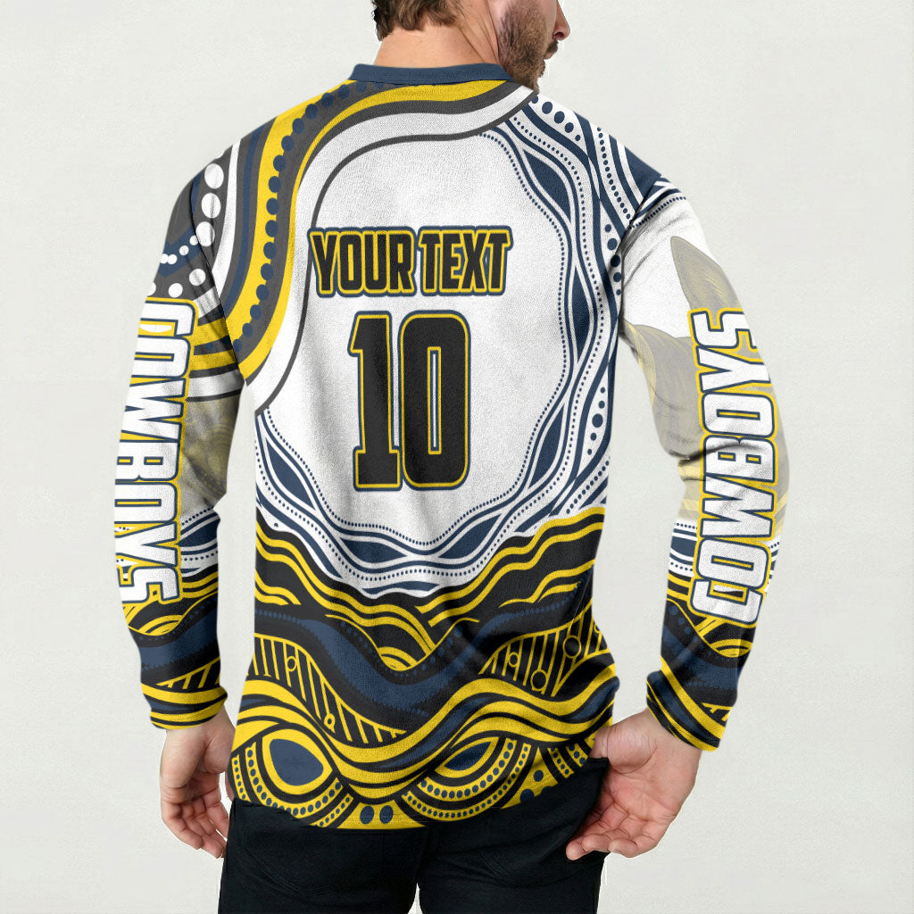 Personalized Melbourne Storm Button Sweatshirt Aboriginal Dot Art - Dreamtime Rugby Mascot