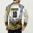 Personalized Melbourne Storm Button Sweatshirt Aboriginal Dot Art - Dreamtime Rugby Mascot
