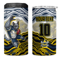 Personalized Melbourne Storm 4 in 1 Can Cooler Tumbler Aboriginal Dot Art - Dreamtime Rugby Mascot