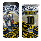 Personalized Melbourne Storm 4 in 1 Can Cooler Tumbler Aboriginal Dot Art - Dreamtime Rugby Mascot