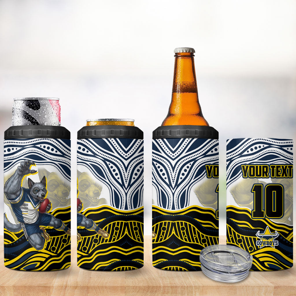 Personalized Melbourne Storm 4 in 1 Can Cooler Tumbler Aboriginal Dot Art - Dreamtime Rugby Mascot