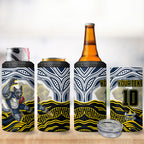 Personalized Melbourne Storm 4 in 1 Can Cooler Tumbler Aboriginal Dot Art - Dreamtime Rugby Mascot