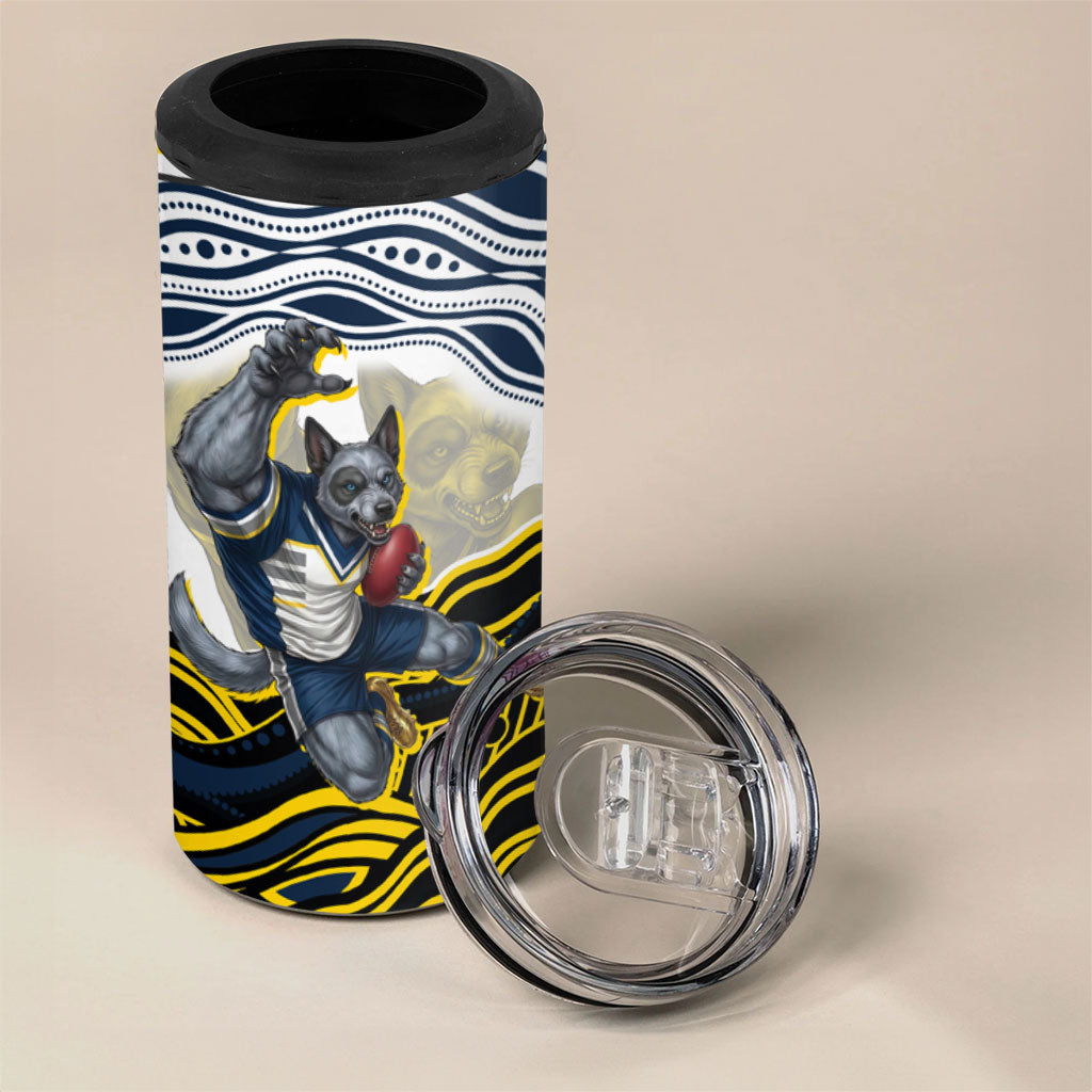 Personalized Melbourne Storm 4 in 1 Can Cooler Tumbler Aboriginal Dot Art - Dreamtime Rugby Mascot