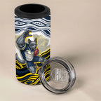 Personalized Melbourne Storm 4 in 1 Can Cooler Tumbler Aboriginal Dot Art - Dreamtime Rugby Mascot
