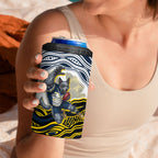 Personalized Melbourne Storm 4 in 1 Can Cooler Tumbler Aboriginal Dot Art - Dreamtime Rugby Mascot