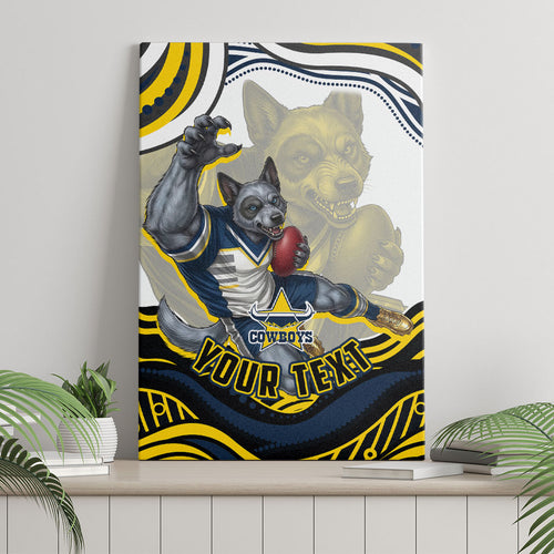Personalized Melbourne Storm Canvas Wall Art Aboriginal Dot Art - Dreamtime Rugby Mascot
