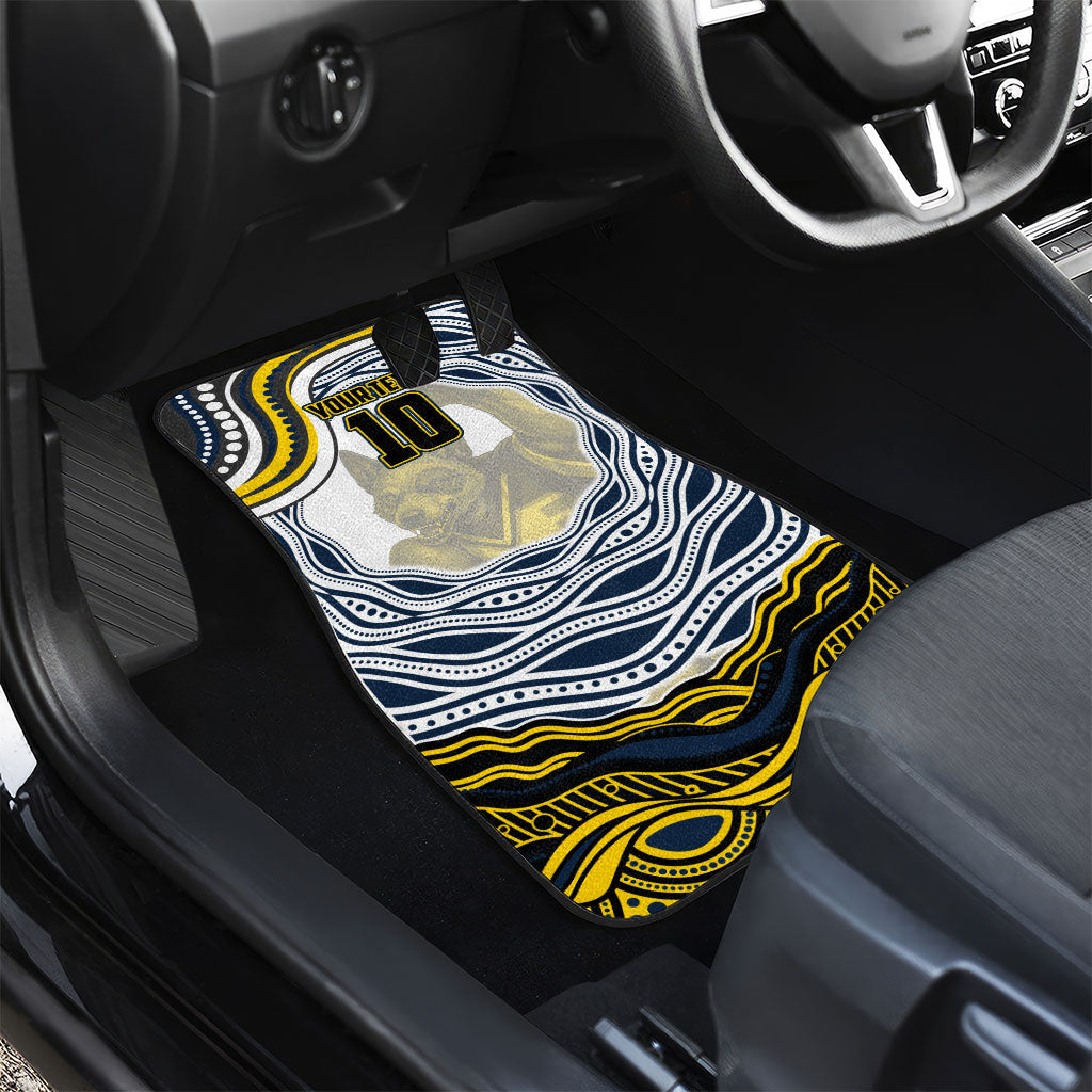 Personalized Melbourne Storm Car Mats Aboriginal Dot Art - Dreamtime Rugby Mascot