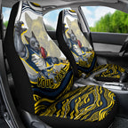 Personalized Melbourne Storm Car Seat Cover Aboriginal Dot Art - Dreamtime Rugby Mascot