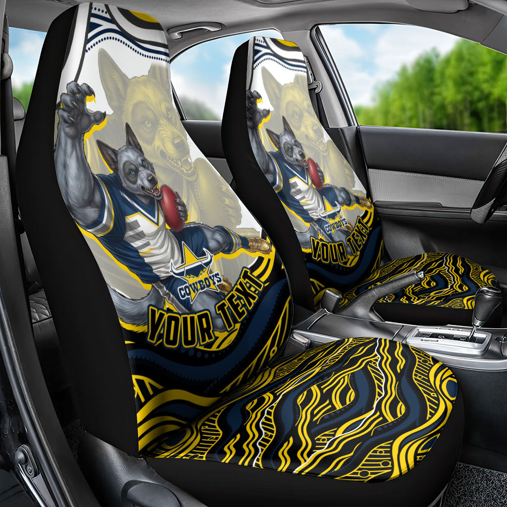 Personalized Melbourne Storm Car Seat Cover Aboriginal Dot Art - Dreamtime Rugby Mascot
