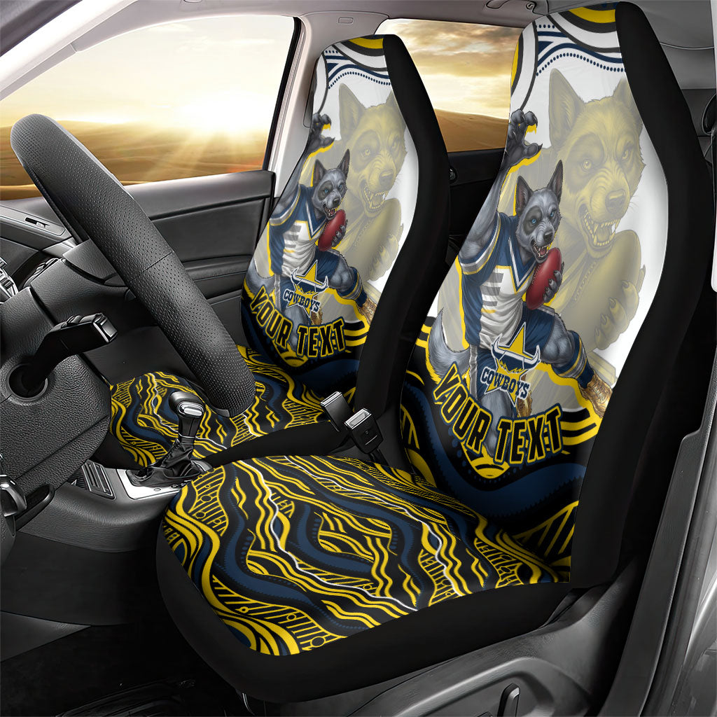 Personalized Melbourne Storm Car Seat Cover Aboriginal Dot Art - Dreamtime Rugby Mascot