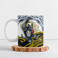 Personalized Melbourne Storm Ceramic Mug Aboriginal Dot Art - Dreamtime Rugby Mascot