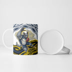 Personalized Melbourne Storm Ceramic Mug Aboriginal Dot Art - Dreamtime Rugby Mascot