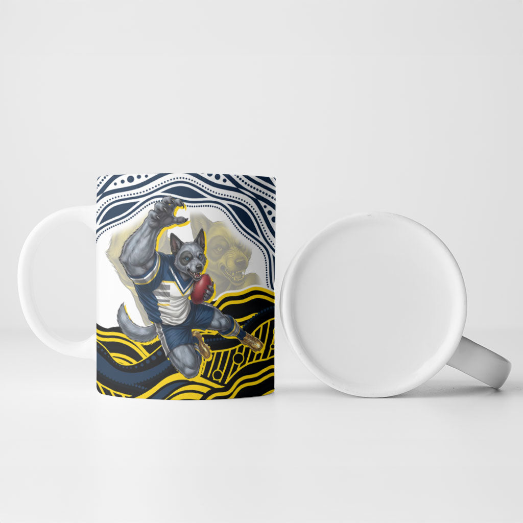 Personalized Melbourne Storm Ceramic Mug Aboriginal Dot Art - Dreamtime Rugby Mascot