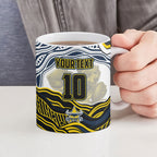 Personalized Melbourne Storm Ceramic Mug Aboriginal Dot Art - Dreamtime Rugby Mascot