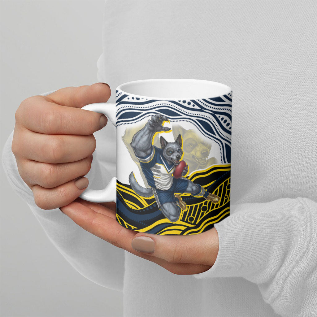 Personalized Melbourne Storm Ceramic Mug Aboriginal Dot Art - Dreamtime Rugby Mascot