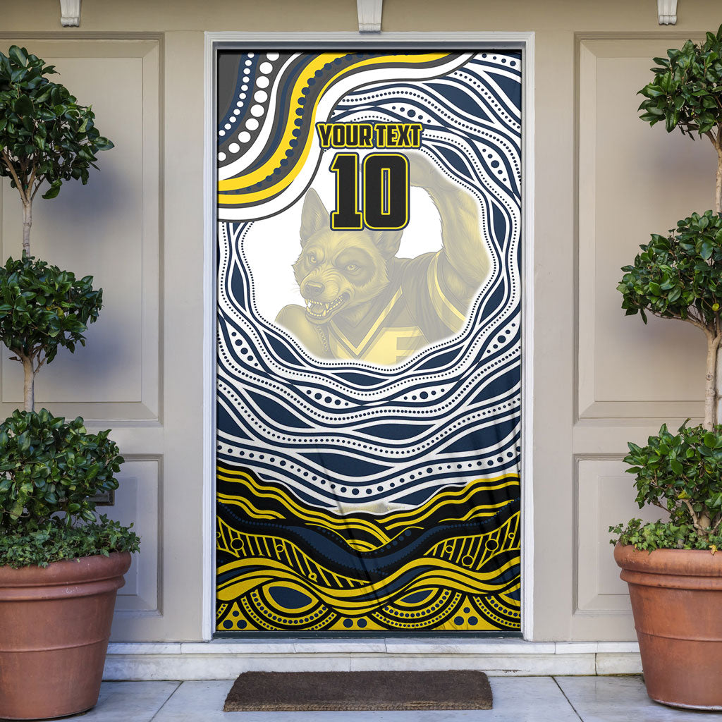 Personalized Melbourne Storm Door Cover Aboriginal Dot Art - Dreamtime Rugby Mascot
