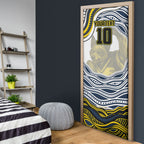 Personalized Melbourne Storm Door Cover Aboriginal Dot Art - Dreamtime Rugby Mascot