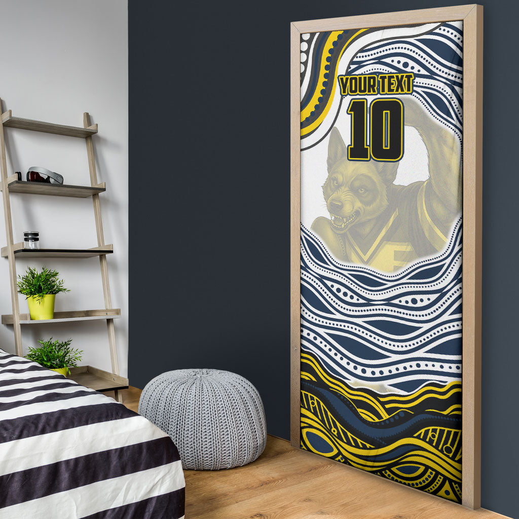 Personalized Melbourne Storm Door Cover Aboriginal Dot Art - Dreamtime Rugby Mascot