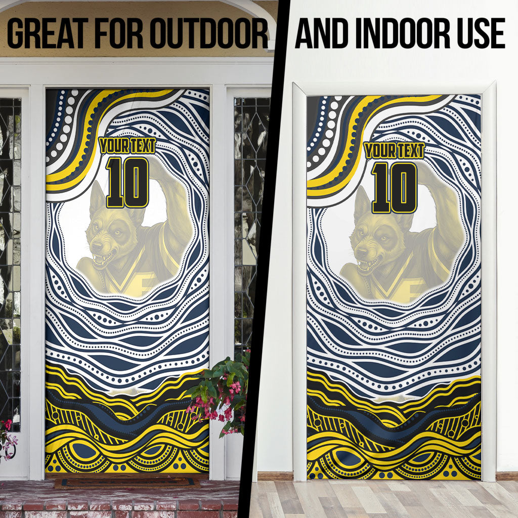 Personalized Melbourne Storm Door Cover Aboriginal Dot Art - Dreamtime Rugby Mascot