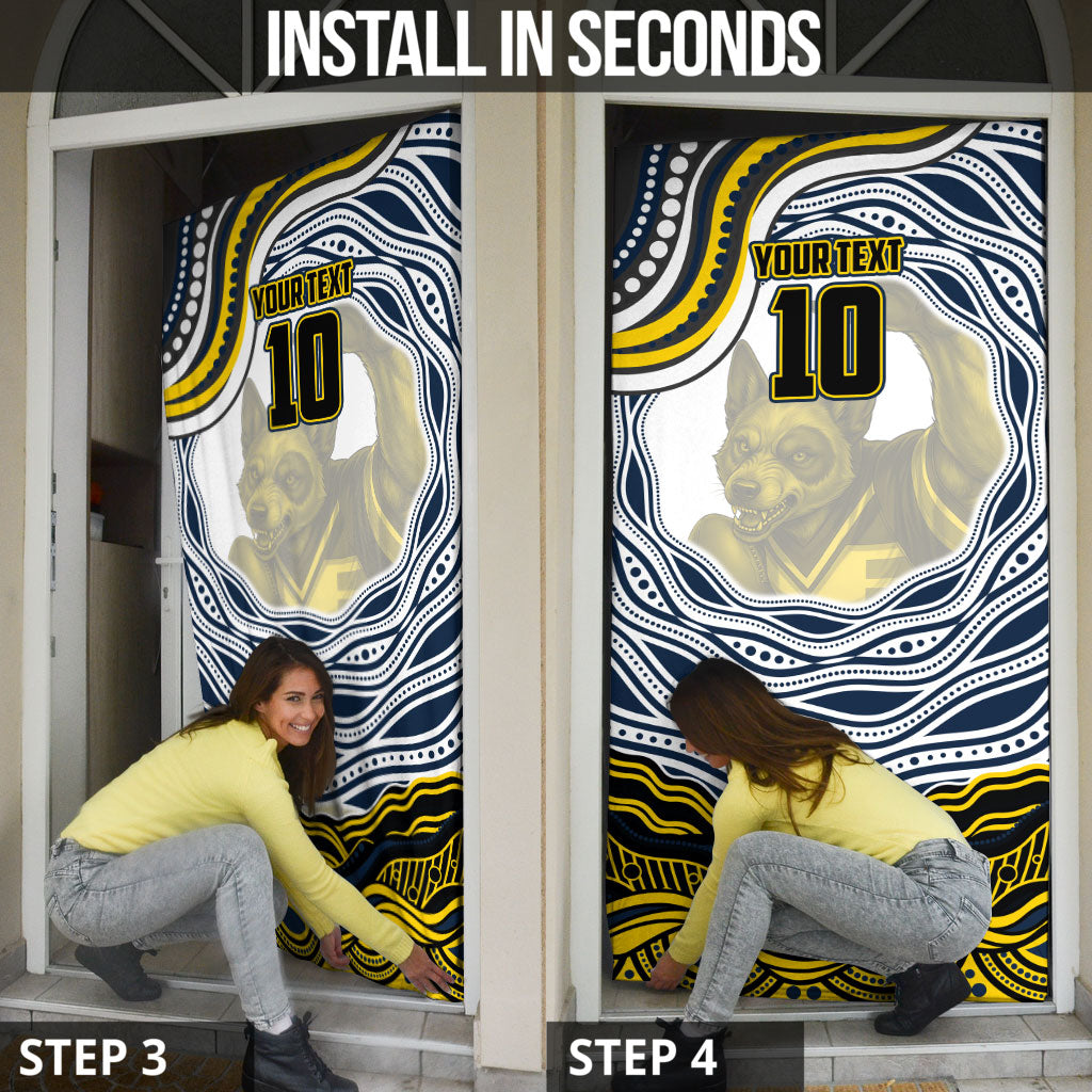 Personalized Melbourne Storm Door Cover Aboriginal Dot Art - Dreamtime Rugby Mascot