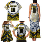 Personalized Melbourne Storm Family Matching Tank Maxi Dress and Hawaiian Shirt Aboriginal Dot Art - Dreamtime Rugby Mascot