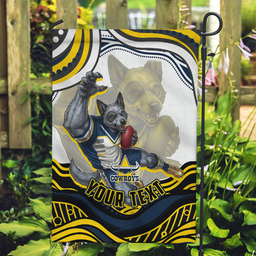 Personalized Melbourne Storm Garden Flag Aboriginal Dot Art - Dreamtime Rugby Mascot