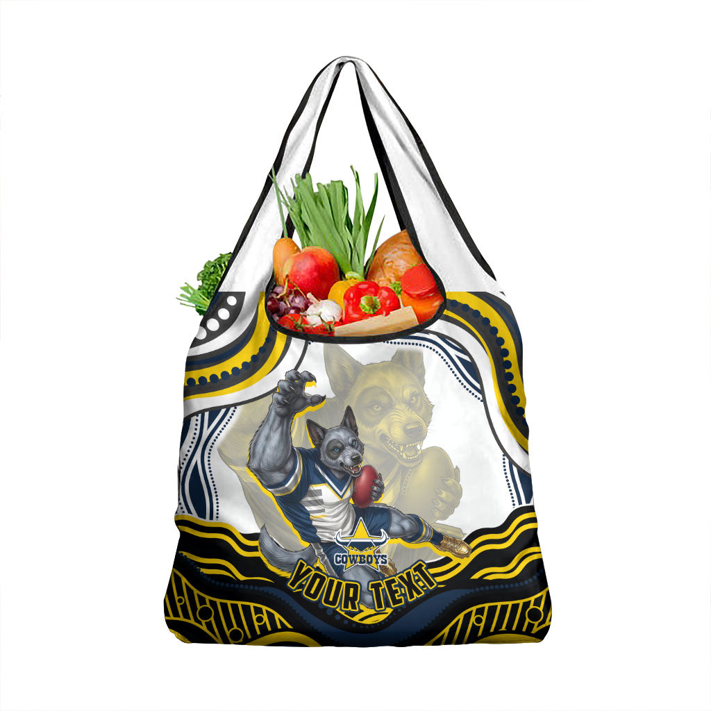 Personalized Melbourne Storm Grocery Bag Aboriginal Dot Art - Dreamtime Rugby Mascot