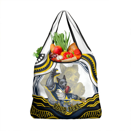 Personalized Melbourne Storm Grocery Bag Aboriginal Dot Art - Dreamtime Rugby Mascot