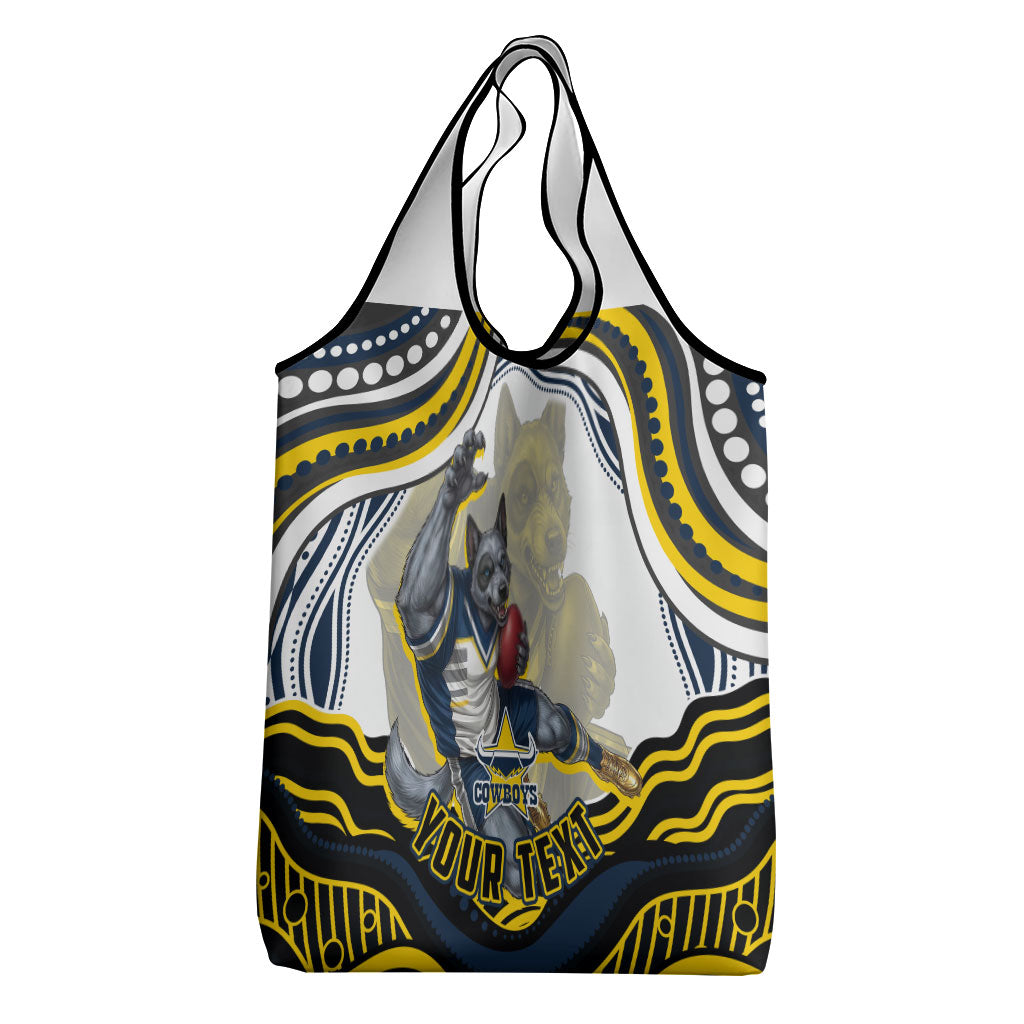 Personalized Melbourne Storm Grocery Bag Aboriginal Dot Art - Dreamtime Rugby Mascot