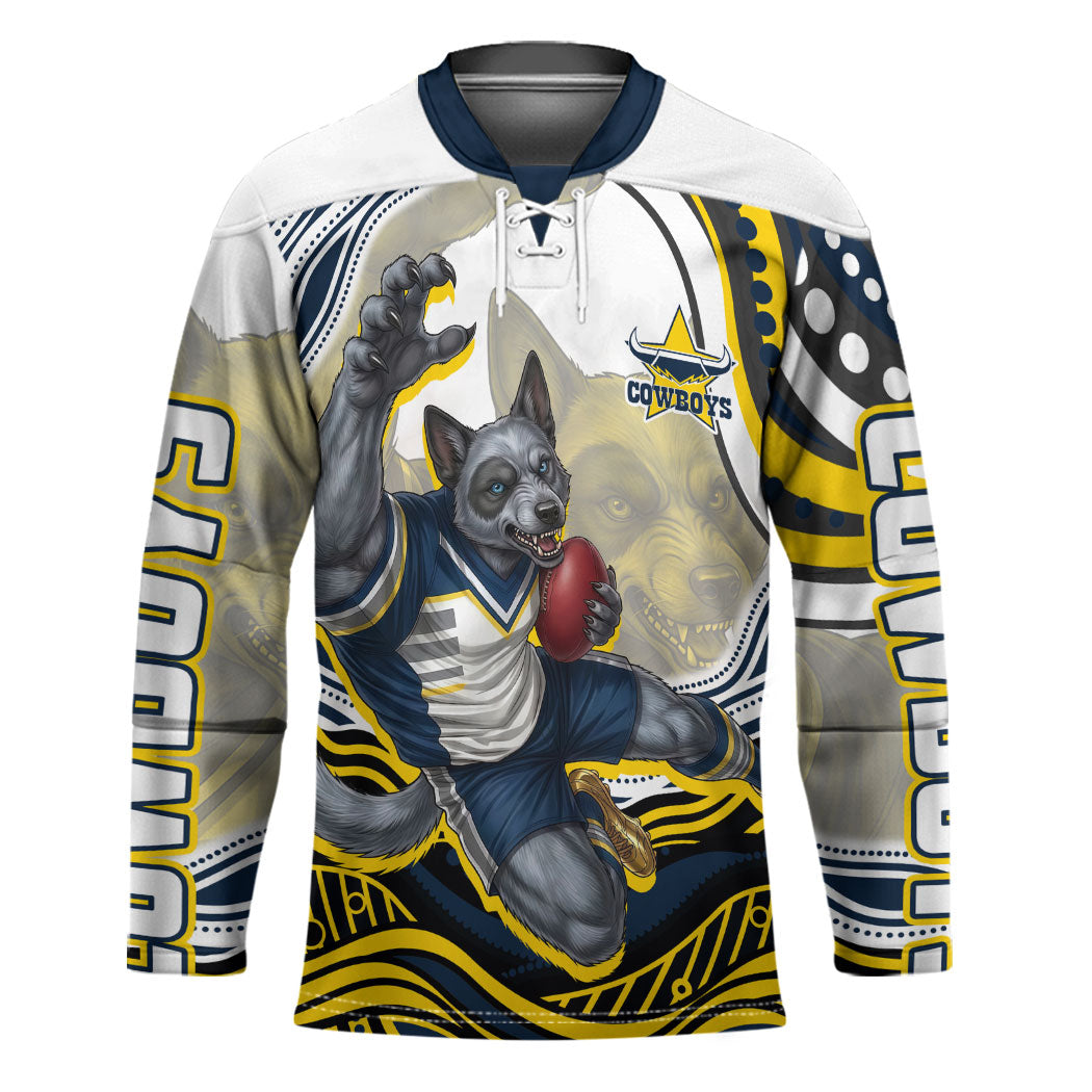 Personalized Melbourne Storm Hockey Jersey Aboriginal Dot Art - Dreamtime Rugby Mascot