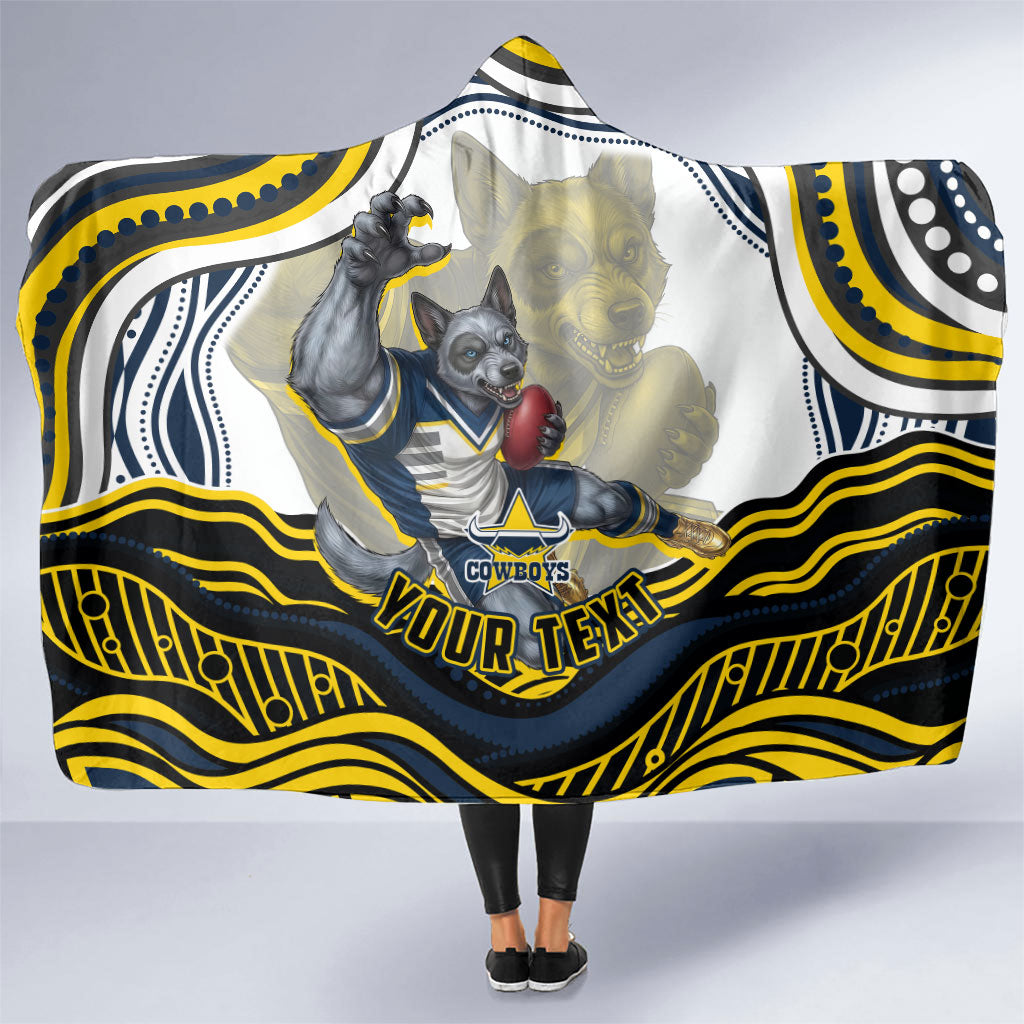 Personalized Melbourne Storm Hooded Blanket Aboriginal Dot Art - Dreamtime Rugby Mascot