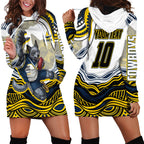 Personalized Melbourne Storm Hoodie Dress Aboriginal Dot Art - Dreamtime Rugby Mascot